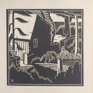 Gable end, single storey country house, woodcut