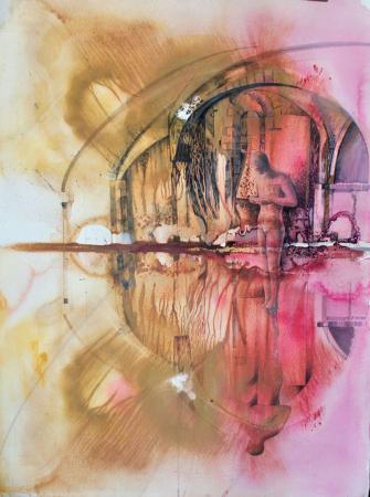 Images from the crypt, winchester cathedral, watercolour