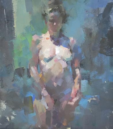Female nude, standing, oil on canvas